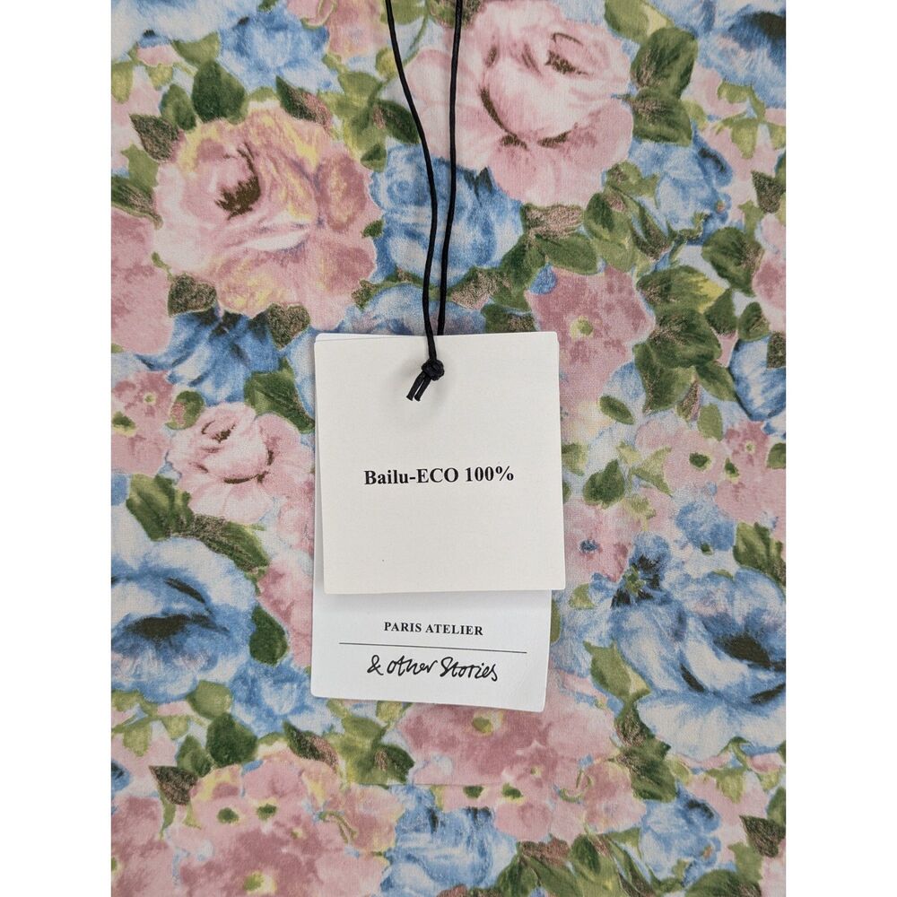 NWT & Other Stories Printed Side Slit Maxi Dress Size 12 Pastel Floral Cottage - Picture 13 of 14